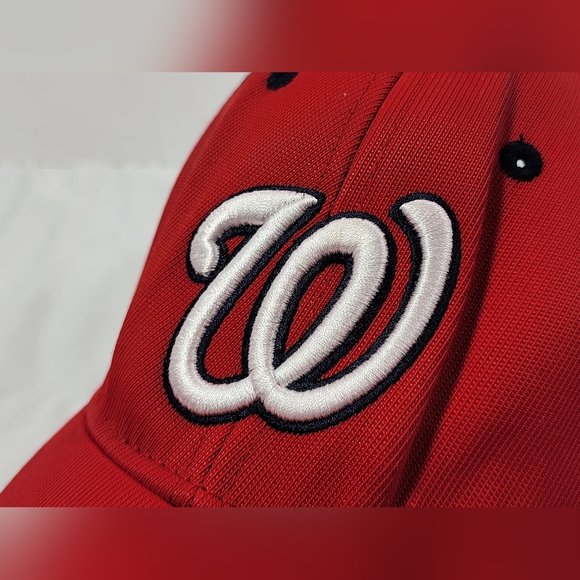 Washington Nationals Double Logo MLB Adult Hat Cap Adjustable Hook & Loop, Red - Picture 6 of 10